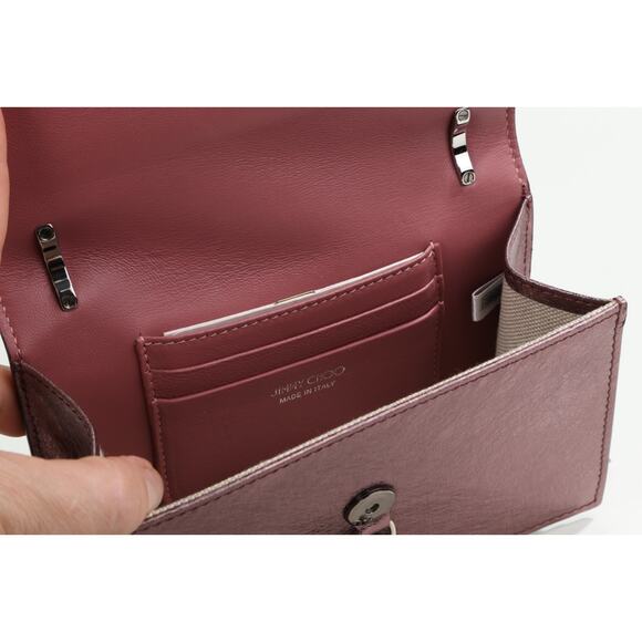 Jimmy Choo Finley Metallic Vintage Rose Leather Crossbody Shoulder Bag w/ Chain - Picture 15 of 16